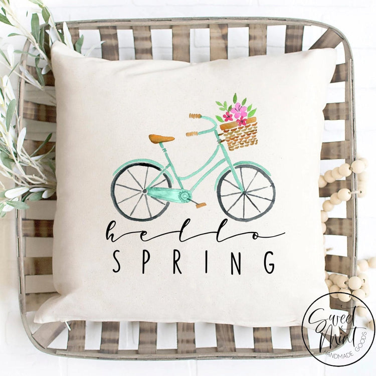 Hello Spring Pillow Cover - Bike 16X16