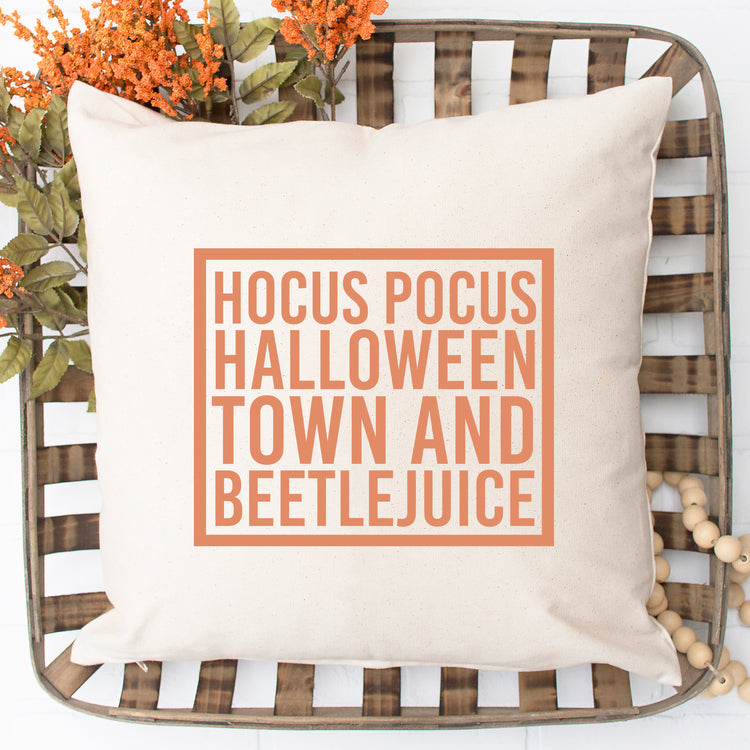 Hocus Pocus Halloweentown and Beetle Juice Pillow Cover - 16x16"