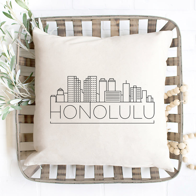 Honolulu Skyline Pillow Cover