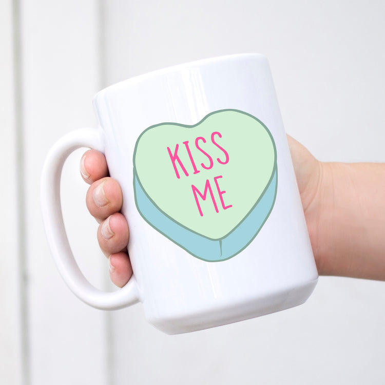 Kiss Me Conversation Heart Valentine's Day Mug