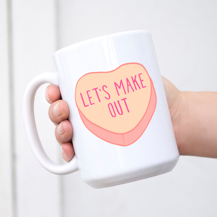 Let's Make Out Conversation Heart Valentine's Day Mug