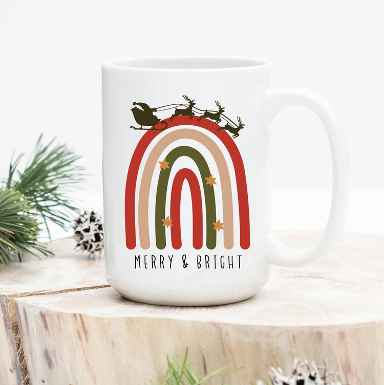 Merry and Bright Rainbow Mug