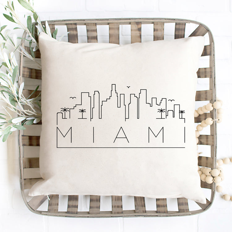 Miami Skyline Pillow Cover