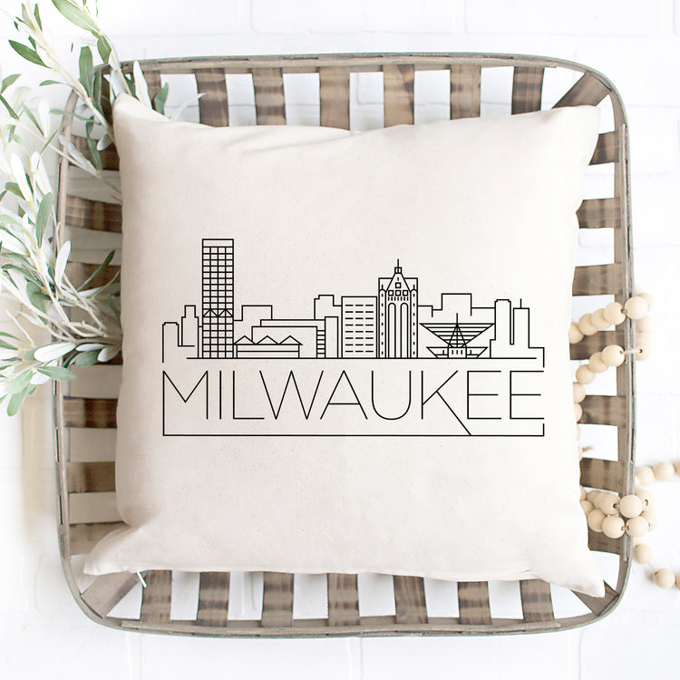 Milwaukee Skyline Pillow Cover