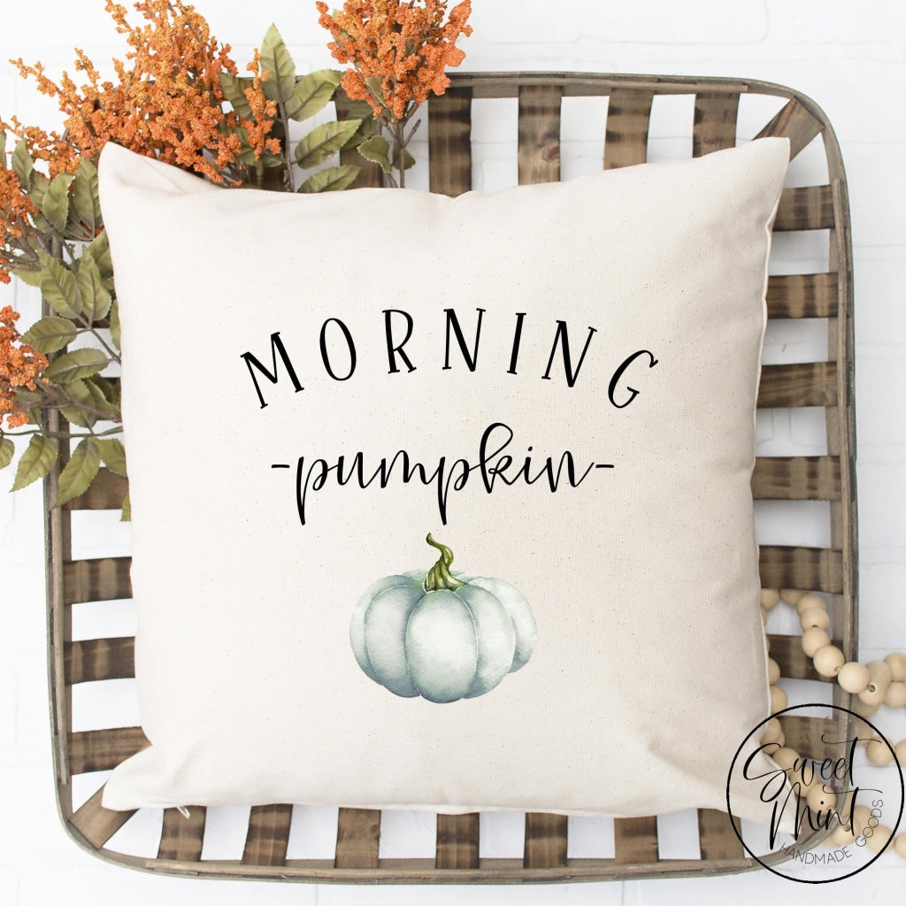 Morning Pumpkin W Blue Pillow Cover - Fall / Autumn 16X16