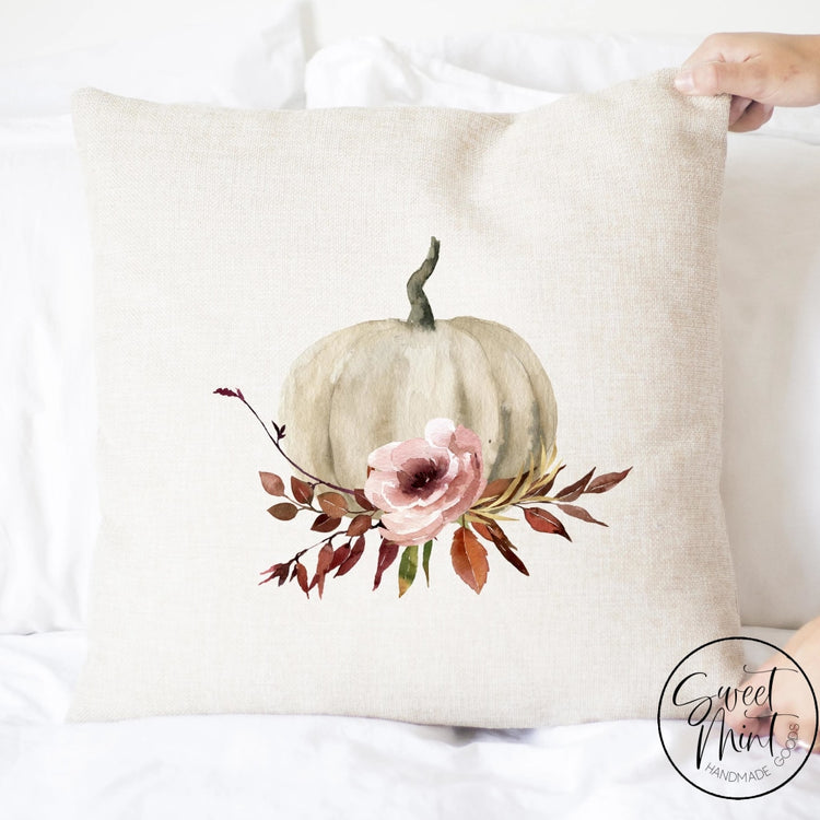 Neutral Pumpkin Floral Pillow Cover - Fall / Autumn 16X16