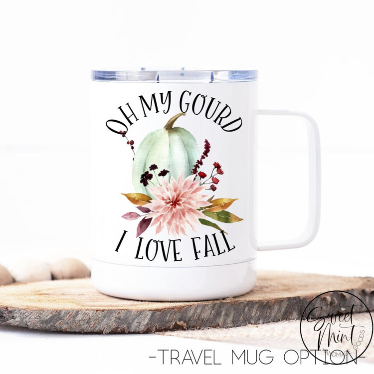 Oh My Gourd I Love Fall W Blue Floral Pumpkin Mug - / Autumn Mug