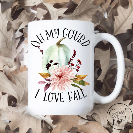 Oh My Gourd I Love Fall W Blue Floral Pumpkin Mug - / Autumn Mug