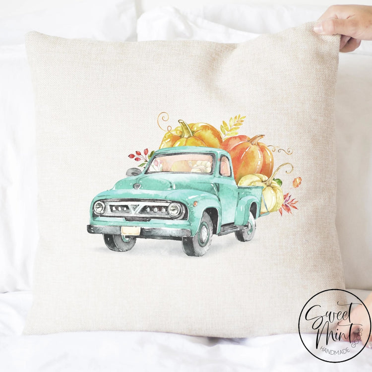 Old Truck Front With Pumpkins Pillow Cover - Fall / Autumn 16X16