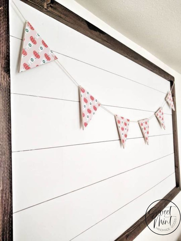 Pink Pumpkin Spice Triangle Wood Banner