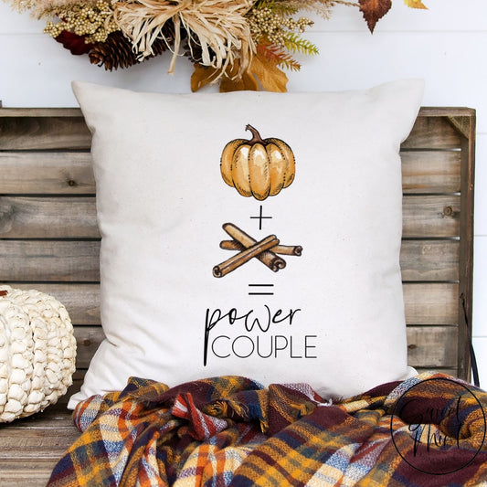 Pumpkin + Spice = Power Couple Pillow Cover - Funny Fall 16X16