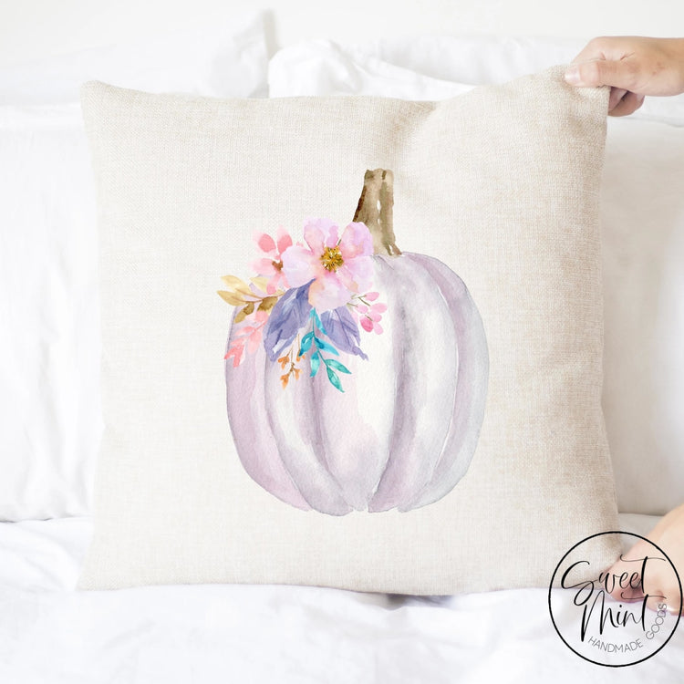 Purple Floral Pumpkin Pillow Cover - Fall / Autumn 16X16