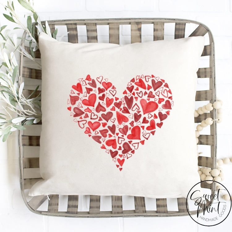 Red Hearts Pillow Cover - 16X16 Pillow Cover