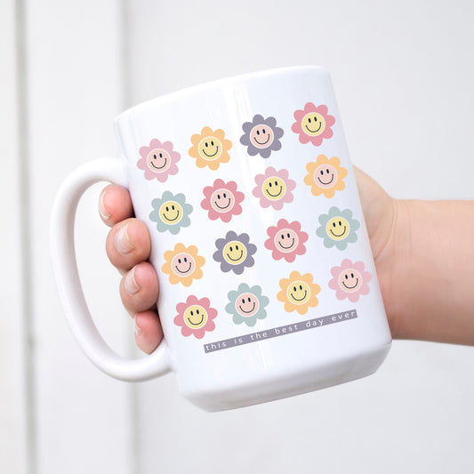 This is the Best Day Ever Smiley Face Daisy Flower Mug