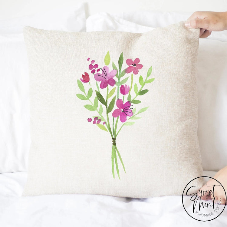 Watercolor Flowers Pillow Cover Spring - 16X16